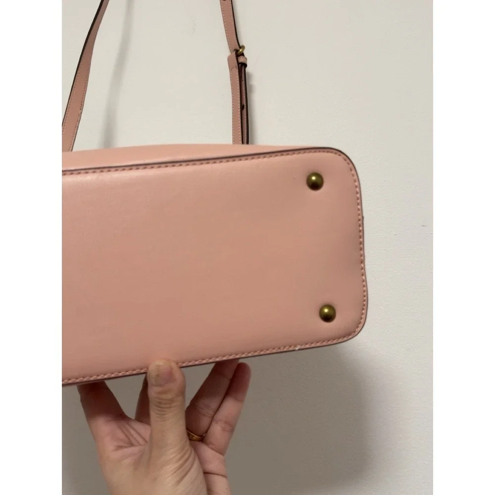 anne klein blush pink satchel handbag Gold Hardware Detachable Crossbody Strap